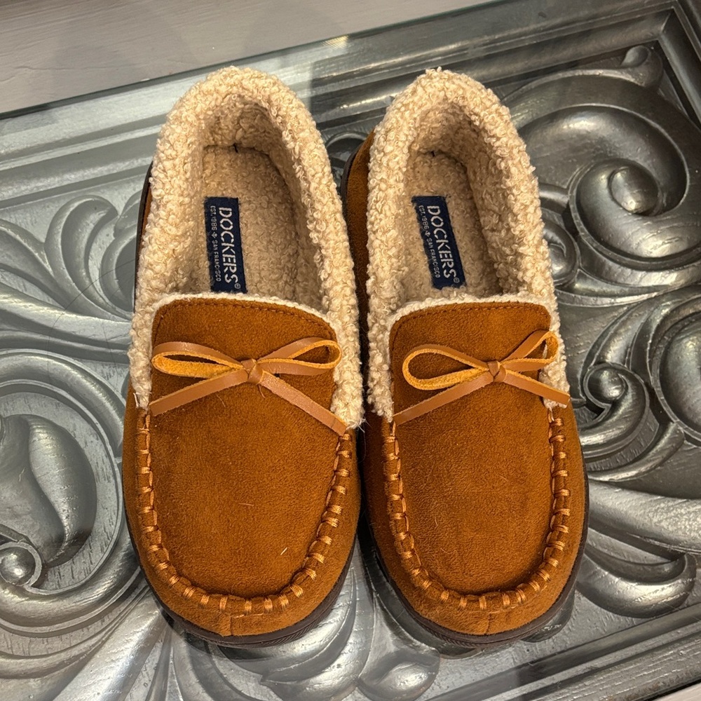 Dockers Cozy Brown Kids Moccasin Slippers
